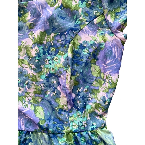 NWOT Blue Purple Floral Dress | Mimi Chica Size Small Retro Inspired Twee Preppy - Picture 3 of 4